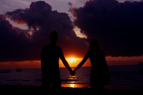 Couple watching a sunset